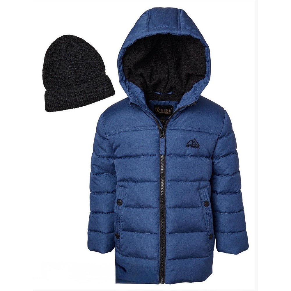 1xtreme Big Boys' Ripstop Mini Puffer Jacket with Beanie Dark Blue Brand New